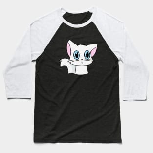 Cute White Cat With Blue Eyes Baseball T-Shirt